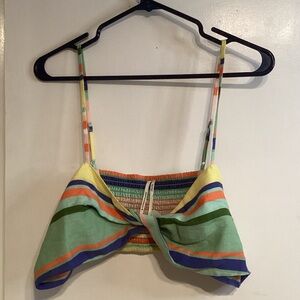 Anthropologie Colorful Striped Crop Twist front crop top size large